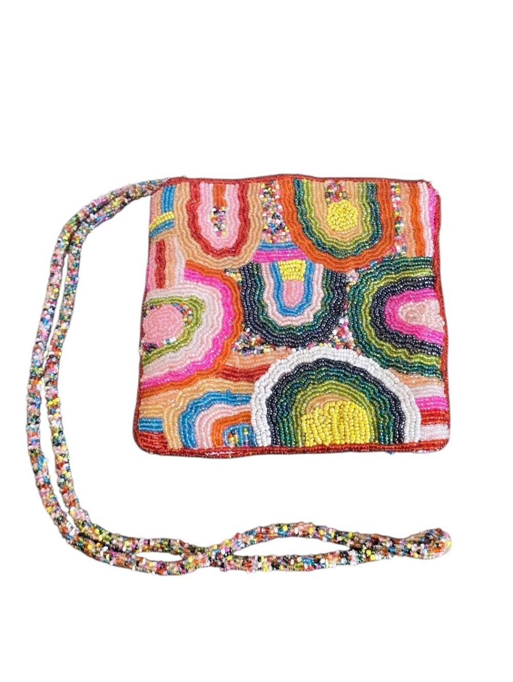 K.C. Malhan Pink Multicolor Handmade Beaded Vintage Handbag